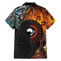 New Zealand and Australia Together Family Matching Long Sleeve Bodycon Dress and Hawaiian Shirt Maori Tattoo Paua Shell mix Aboriginal Pattern LT03 - Polynesian Pride