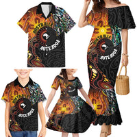 New Zealand and Australia Together Family Matching Mermaid Dress and Hawaiian Shirt Maori Tattoo Paua Shell mix Aboriginal Pattern LT03 - Polynesian Pride