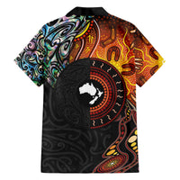 New Zealand and Australia Together Family Matching Off Shoulder Short Dress and Hawaiian Shirt Maori Tattoo Paua Shell mix Aboriginal Pattern LT03 - Polynesian Pride