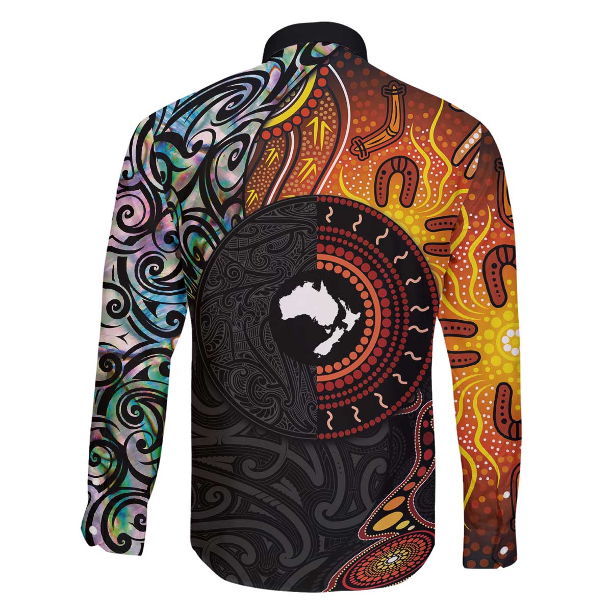 New Zealand and Australia Together Family Matching Off Shoulder Short Dress and Hawaiian Shirt Maori Tattoo Paua Shell mix Aboriginal Pattern LT03 - Polynesian Pride