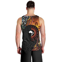 New Zealand and Australia Together Men Tank Top Maori Tattoo Paua Shell mix Aboriginal Pattern LT03 - Polynesian Pride