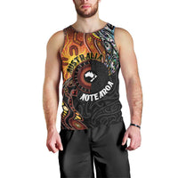 New Zealand and Australia Together Men Tank Top Maori Tattoo Paua Shell mix Aboriginal Pattern LT03 - Polynesian Pride