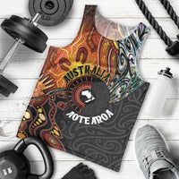 New Zealand and Australia Together Men Tank Top Maori Tattoo Paua Shell mix Aboriginal Pattern LT03 - Polynesian Pride