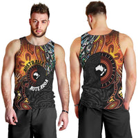 New Zealand and Australia Together Men Tank Top Maori Tattoo Paua Shell mix Aboriginal Pattern LT03 - Polynesian Pride