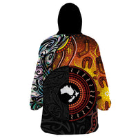 New Zealand and Australia Together Wearable Blanket Hoodie Maori Tattoo Paua Shell mix Aboriginal Pattern LT03 - Polynesian Pride