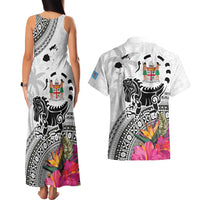 Fiji Iguana Couples Matching Tank Maxi Dress and Hawaiian Shirt Tapa Tribal Tattoo and Hibiscus LT03 - Polynesian Pride