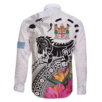 Fiji Iguana Family Matching Off Shoulder Maxi Dress and Hawaiian Shirt Tapa Tribal Tattoo and Hibiscus LT03 - Polynesian Pride