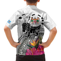 Fiji Iguana Family Matching Puletasi and Hawaiian Shirt Tapa Tribal Tattoo and Hibiscus LT03 - Polynesian Pride
