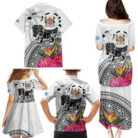 Fiji Iguana Family Matching Puletasi and Hawaiian Shirt Tapa Tribal Tattoo and Hibiscus LT03 - Polynesian Pride