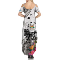 Fiji Iguana Family Matching Summer Maxi Dress and Hawaiian Shirt Tapa Tribal Tattoo and Hibiscus LT03 - Polynesian Pride