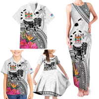 Fiji Iguana Family Matching Tank Maxi Dress and Hawaiian Shirt Tapa Tribal Tattoo and Hibiscus LT03 - Polynesian Pride