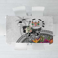 Fiji Iguana Tablecloth Tapa Tribal Tattoo and Hibiscus LT03 White - Polynesian Pride