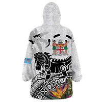 Fiji Iguana Wearable Blanket Hoodie Tapa Tribal Tattoo and Hibiscus LT03 - Polynesian Pride