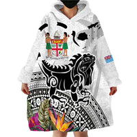 Fiji Iguana Wearable Blanket Hoodie Tapa Tribal Tattoo and Hibiscus LT03 - Polynesian Pride