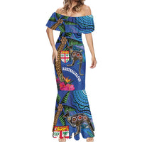 Fiji and Australia Together Mermaid Dress Aboriginal Kangaroo and Tapa Tribal Hibiscus LT03 - Polynesian Pride
