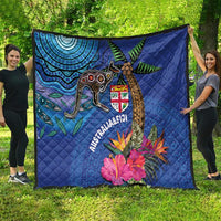 Fiji and Australia Together Quilt Aboriginal Kangaroo and Tapa Tribal Hibiscus LT03 - Polynesian Pride