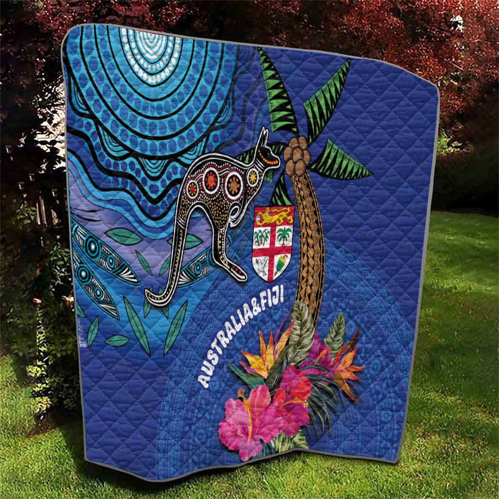 Fiji and Australia Together Quilt Aboriginal Kangaroo and Tapa Tribal Hibiscus LT03 - Polynesian Pride