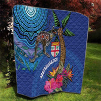 Fiji and Australia Together Quilt Aboriginal Kangaroo and Tapa Tribal Hibiscus LT03 - Polynesian Pride