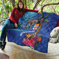 Fiji and Australia Together Quilt Aboriginal Kangaroo and Tapa Tribal Hibiscus LT03 - Polynesian Pride