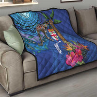 Fiji and Australia Together Quilt Aboriginal Kangaroo and Tapa Tribal Hibiscus LT03 - Polynesian Pride