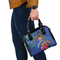 Fiji and Australia Together Shoulder Handbag Aboriginal Kangaroo and Tapa Tribal Hibiscus LT03 - Polynesian Pride
