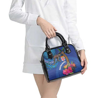 Fiji and Australia Together Shoulder Handbag Aboriginal Kangaroo and Tapa Tribal Hibiscus LT03 - Polynesian Pride