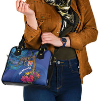 Fiji and Australia Together Shoulder Handbag Aboriginal Kangaroo and Tapa Tribal Hibiscus LT03 - Polynesian Pride