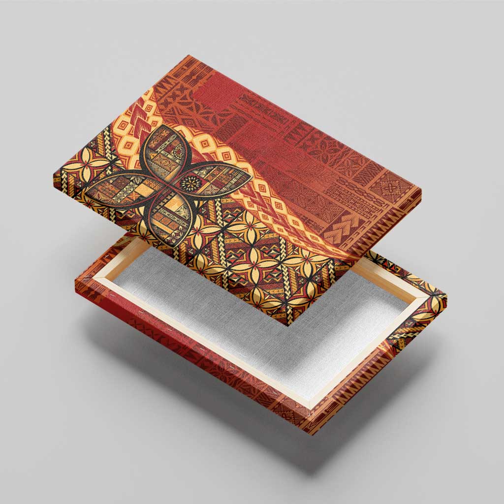Samoan Pacific Tribal Flower Geometric Art Tattoos Canvas Wall Art Siapo Pattern Flame Sunset - Polynesian Pride