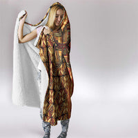 Samoan Pacific Tribal Flower Geometric Art Tattoos Hooded Blanket Siapo Pattern Flame Sunset - Polynesian Pride