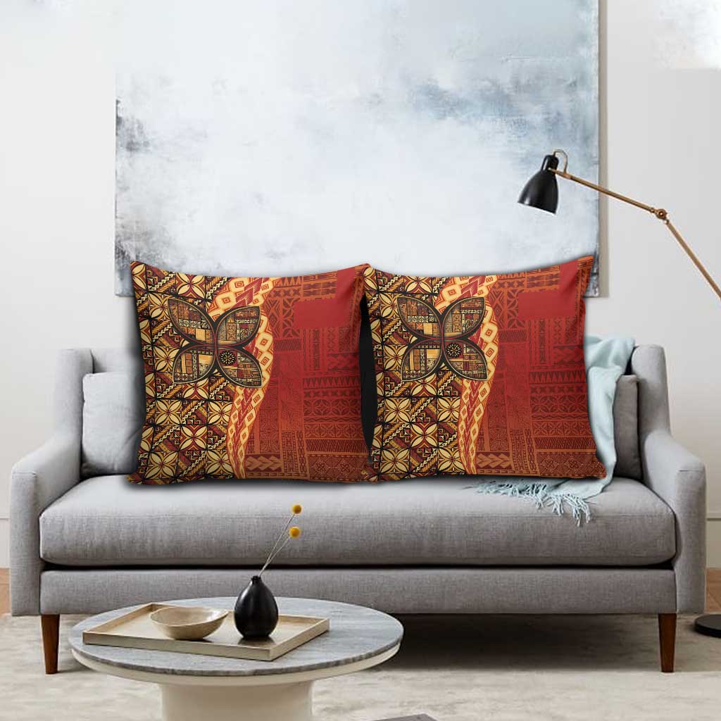 Samoan Pacific Tribal Flower Geometric Art Tattoos Pillow Cover Siapo Pattern Flame Sunset LT03 - Polynesian Pride