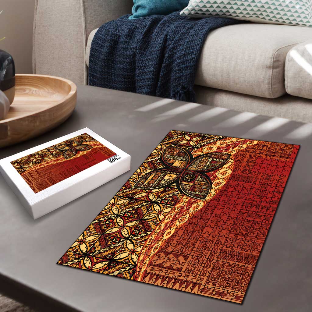 Samoan Pacific Tribal Flower Geometric Art Tattoos Puzzle Siapo Pattern Flame Sunset - Polynesian Pride