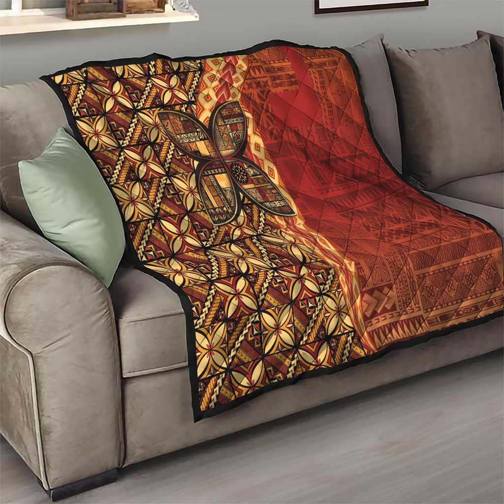 Samoan Pacific Tribal Flower Geometric Art Tattoos Quilt Siapo Pattern Flame Sunset LT03 - Polynesian Pride