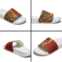 Samoan Pacific Tribal Flower Geometric Art Tattoos Slide Sandals Siapo Pattern Flame Sunset - Polynesian Pride