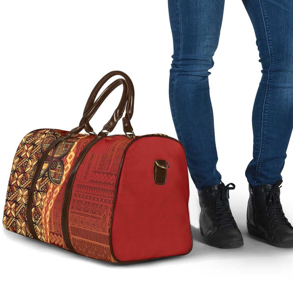 Samoan Pacific Tribal Flower Geometric Art Tattoos Travel Bag Siapo Pattern Flame Sunset - Polynesian Pride