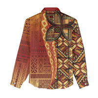 Samoan Pacific Tribal Flower Geometric Art Tattoos Women Casual Shirt Siapo Pattern Flame Sunset - Polynesian Pride