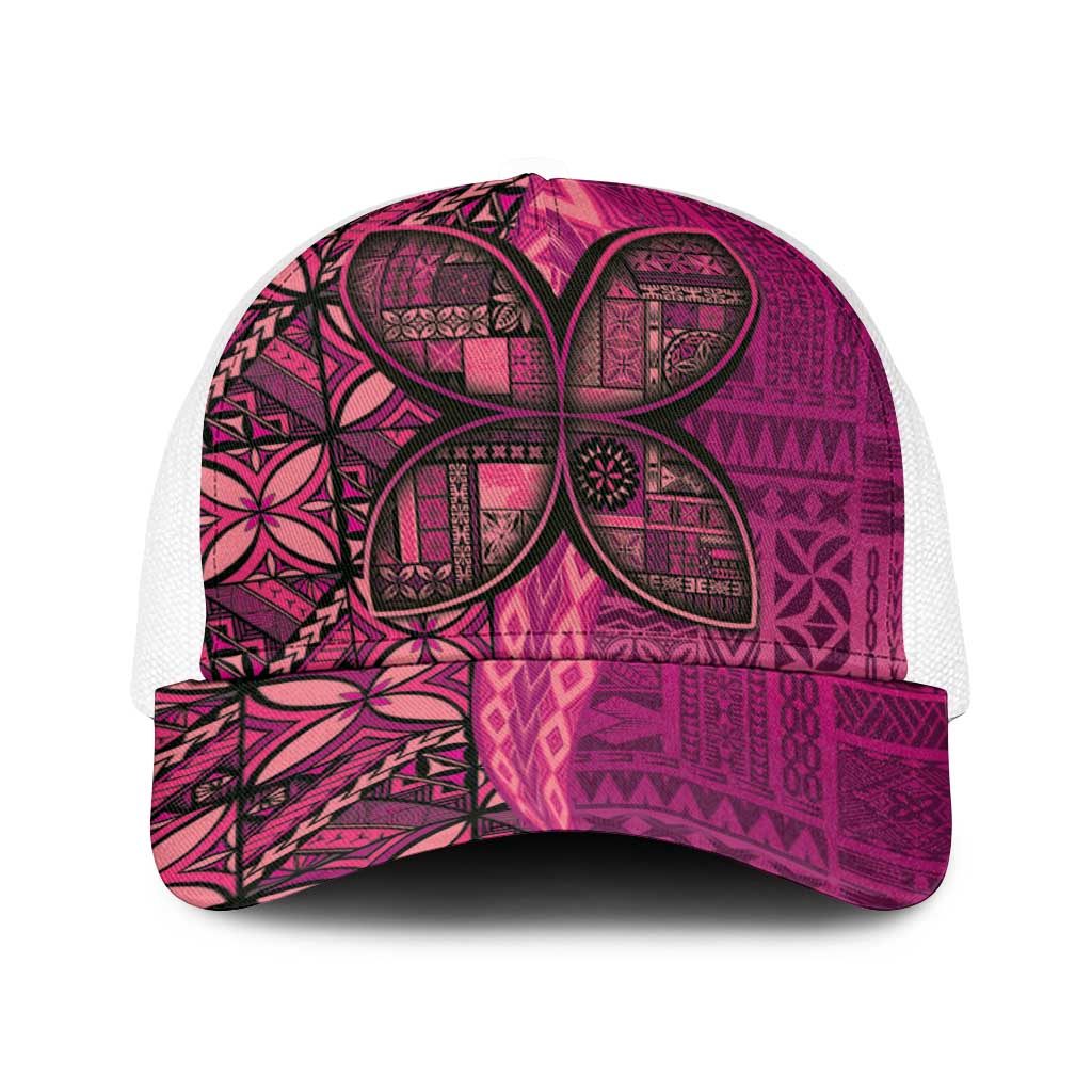 Samoan Pacific Tribal Flower Geometric Art Tattoos Baseball Net Cap Siapo Pattern Romantic Rose - Polynesian Pride