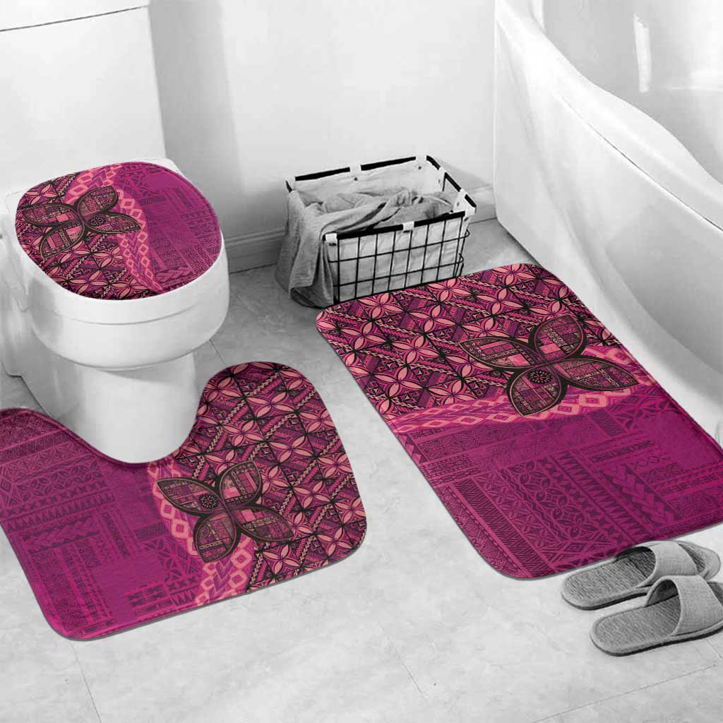 Samoan Pacific Tribal Flower Geometric Art Tattoos Bathroom Set Siapo Pattern Romantic Rose - Polynesian Pride
