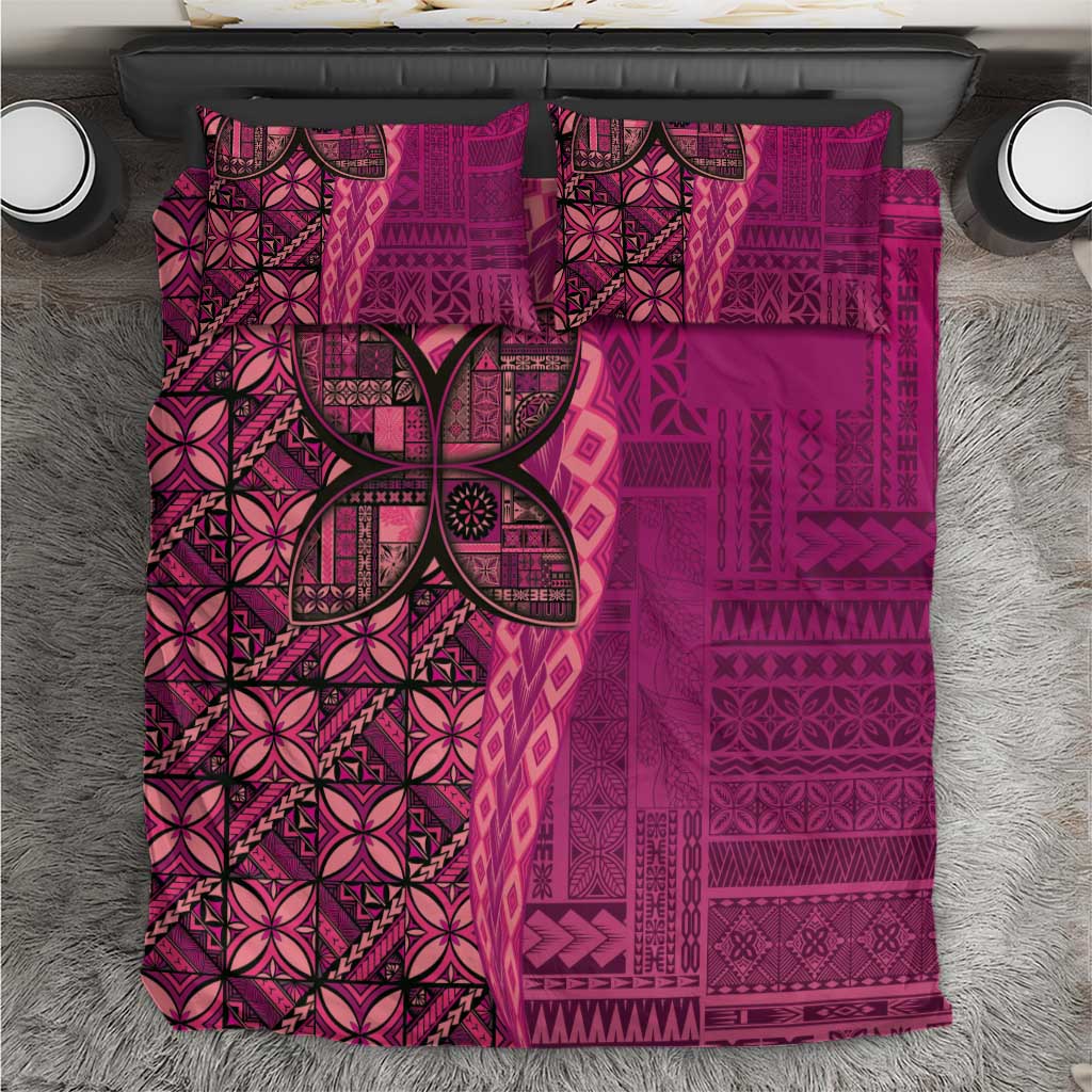 Samoan Pacific Tribal Flower Geometric Art Tattoos Bedding Set Siapo Pattern Romantic Rose - Polynesian Pride