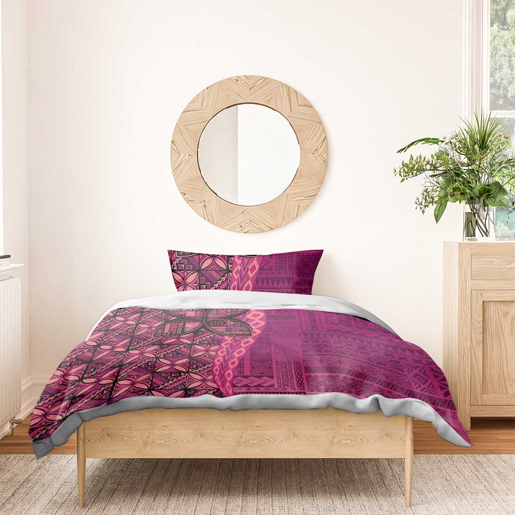 Samoan Pacific Tribal Flower Geometric Art Tattoos Bedding Set Siapo Pattern Romantic Rose - Polynesian Pride