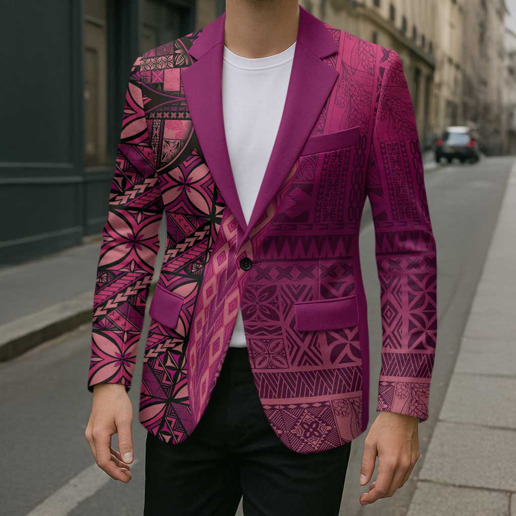 Samoan Pacific Tribal Flower Geometric Art Tattoos Blazer Siapo Pattern Romantic Rose - Polynesian Pride