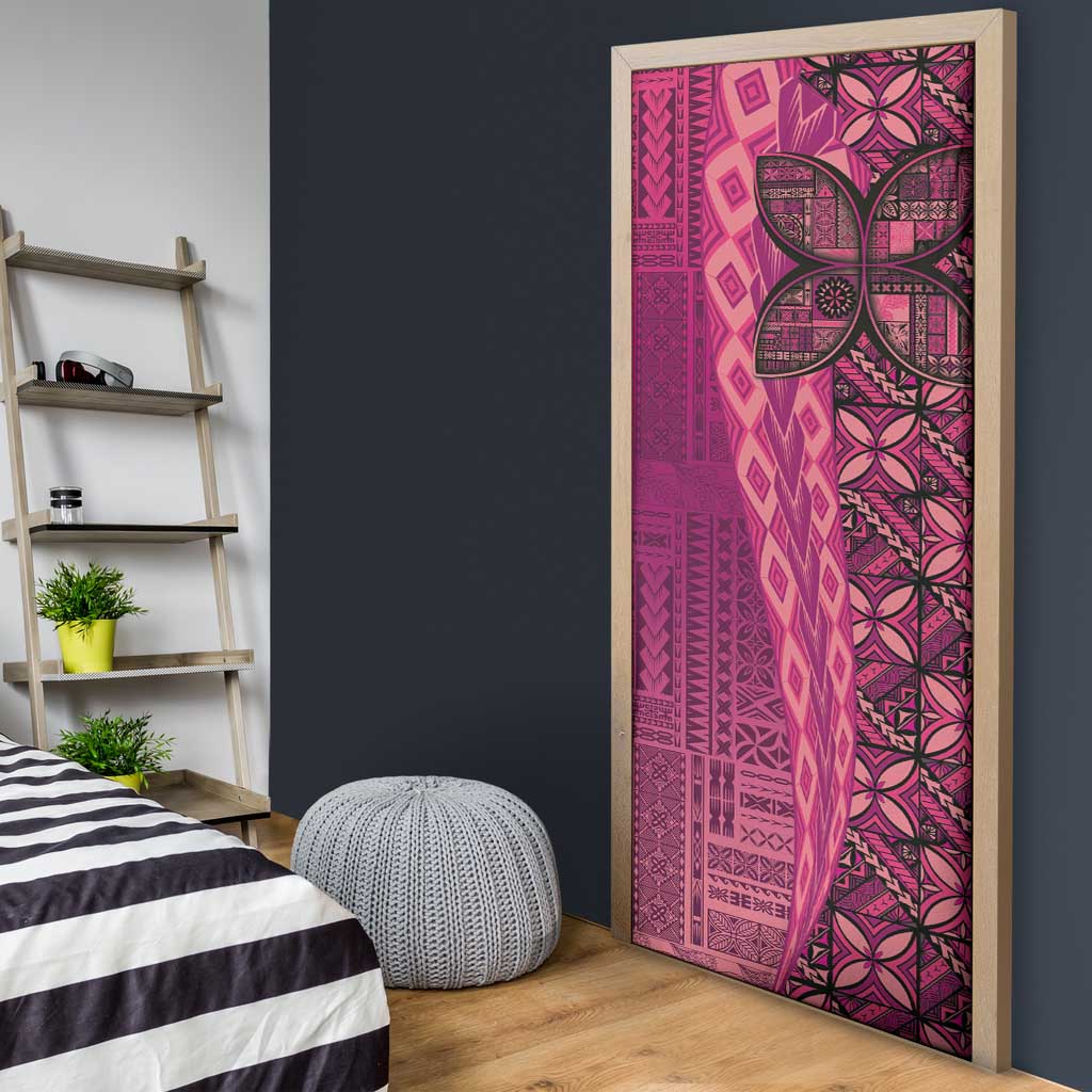 Samoan Pacific Tribal Flower Geometric Art Tattoos Door Cover Siapo Pattern Romantic Rose - Polynesian Pride