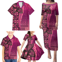 Samoan Pacific Tribal Flower Geometric Art Tattoos Family Matching Puletasi and Hawaiian Shirt Siapo Pattern Romantic Rose LT03 - Polynesian Pride