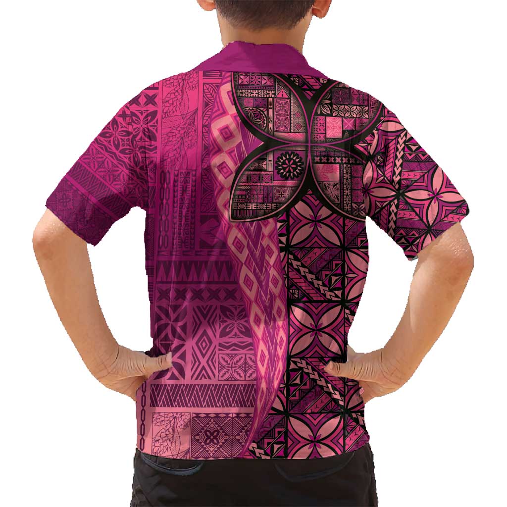 Samoan Pacific Tribal Flower Geometric Art Tattoos Family Matching Summer Maxi Dress and Hawaiian Shirt Siapo Pattern Romantic Rose LT03 - Polynesian Pride