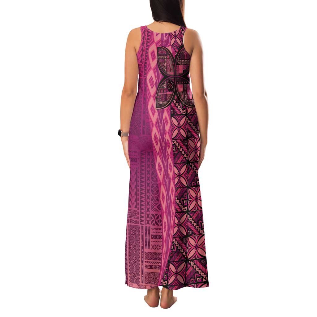 Samoan Pacific Tribal Flower Geometric Art Tattoos Family Matching Tank Maxi Dress and Hawaiian Shirt Siapo Pattern Romantic Rose LT03 - Polynesian Pride