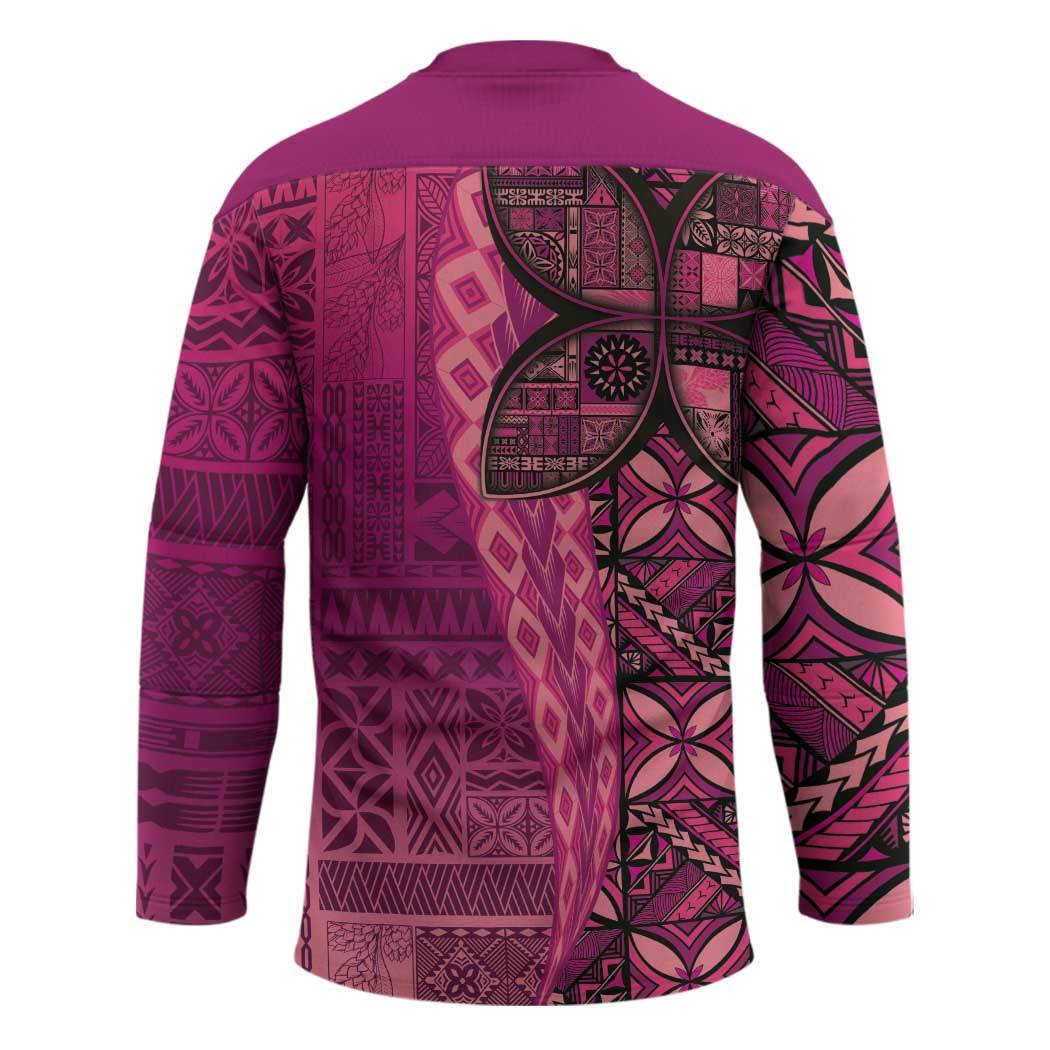 Samoan Pacific Tribal Flower Geometric Art Tattoos Hockey Jersey Siapo Pattern Romantic Rose - Polynesian Pride