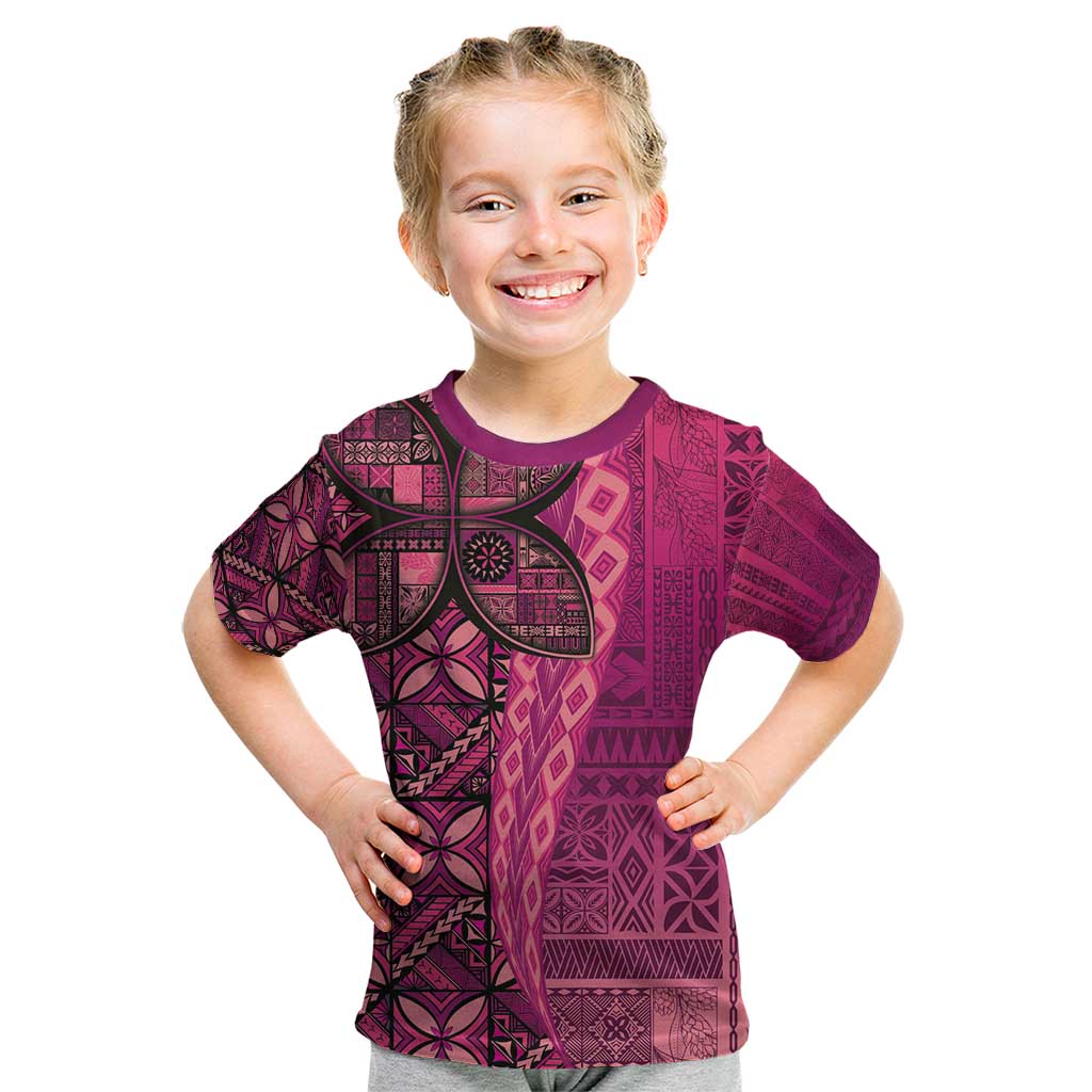 Samoan Pacific Tribal Flower Geometric Art Tattoos Kid T Shirt Siapo Pattern Romantic Rose - Polynesian Pride