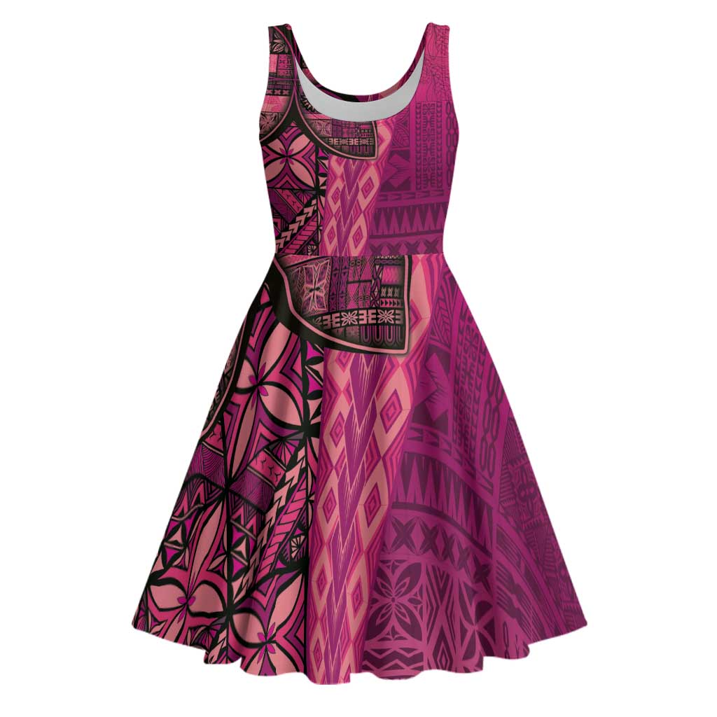Samoan Pacific Tribal Flower Geometric Art Tattoos Midi Dress Siapo Pattern Romantic Rose - Polynesian Pride