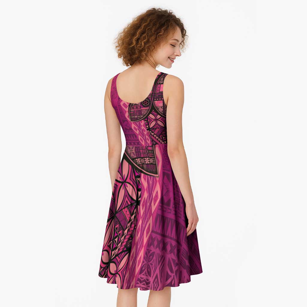 Samoan Pacific Tribal Flower Geometric Art Tattoos Midi Dress Siapo Pattern Romantic Rose - Polynesian Pride