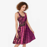 Samoan Pacific Tribal Flower Geometric Art Tattoos Midi Dress Siapo Pattern Romantic Rose - Polynesian Pride