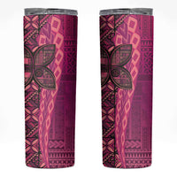 Samoan Pacific Tribal Flower Geometric Art Tattoos Skinny Tumbler Siapo Pattern Romantic Rose LT03 Pink - Polynesian Pride